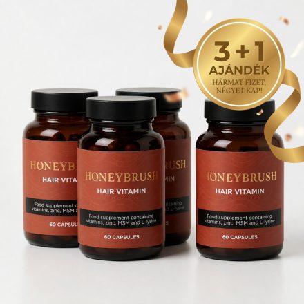 HONEYBRUSH HAIR VITAMIN 3+1 AJÁNDÉK CSOMAG - Luxus hajápolás belülről 4 havi adag (4x60db)